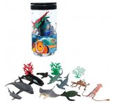 Set con 13 figuras de animales salvajes del océano realistas