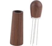 Distribuidor de agujas portátil para café en polvo, herramienta de acero inoxidable para mezclar con mango de madera