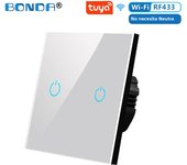 BONDA Smart Switch Alexa RF433 No Neutral Tuya Control Works With Google 1/2/3 Gang Smart Life Home Light WiFi Touch Switches 86