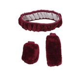 3pcs/Set Warm Faux Wool Steering Wheel Cover Fur Fluffy Thick Auto Car Steering Wheel Plush Cover Soft Wool Decoration Car