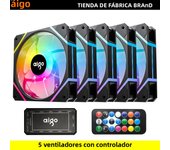 Aigo AM12 Rgb Fan Ventoinha PC Controladora 120mm Computer Case Fan Kit 6pin Water Cooler CPU Cooling Fans Argb 12cm Ventilador