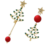 Pendientes de árbol de Navidad brillante, pendientes colgantes para mujer, pendientes de árbol de Navidad de cristal colorido, pendientes de botón de copo de nieve navideño