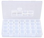 Caja de bordado de diamantes de 28 cuadrículas, caja de almacenamiento de diamantes, caja de almacenamiento de cuentas, contenedor de herramientas para aretes y cuentas, transparente