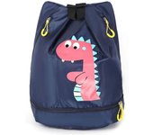 Plushome Mochila Impermeable Para Niños Y Niñas 28x7x35 Cm - Mochila De Natación De Dibujos Animados Combo Bolsas Deportivas - Bolsa Húmeda Seca Camping Piscina Playa Exteriores