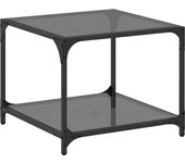 vidaXL Mesa de centro superficie vidrio transparente acero 50x50x40 cm Transparente, Negro, Mesita de Salón o Comedor o Auxiliar Mesa de Café Meuble Salón