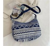 Female Shoulder Messenger Bag Trend Bag Simple Zipper Handbags Ethnic Style Canvas Shoulder Bag Small Tote 2024 Woven Beach Bag