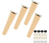 SOMY Juego de 4 patas de sofá de madera maciza, patas de muebles para mueble de TV de cama confiable, patas de sofá de madera de repuesto con tapete antideslizante y placa de montaje y tornillos (H15 cm, plano) Patas para muebles