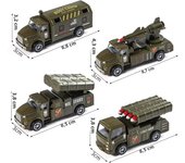 4pcs/set Alloy Metal Car Simulation Military Armed Missile Transport Armored Vehicle Car Truck Children's Toy Model