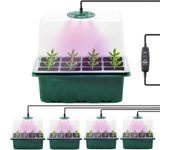 5 invernaderos con Luz Ultravioleta, Cajas de cultivo de invernadero, semilleros 5 bandejas, 60 compartimentos, mini enrejado, para plantas, con luz UV controlada por temporizador y ventilación cubierta, tipo C hembra