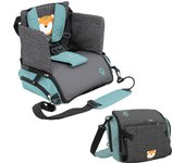 Olmitos - Asiento Elevador para Bebé 3 en 1: Asiento, mochila y bandolera -Universal Correas Ajustable - Montaje Rápido - Bolsillos Prácticos - Compacto para Viajes - Universal con Correas Ajustables - arnés 5 puntos