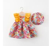 Vestido De Princesa Sin Mangas Para Bebés Niñas Verano Con Estampados De Flores A-Line Talla True Cotton Polyester Hat Includo 0-3 Años