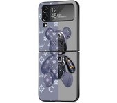 Black PC Hard Case For Samsung Galaxy Z Flip 4 3 5G Funda ZFlip4 Luxury Shockproof Back Phone Coque Robot Bear