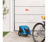 vidaXL Remolque de bicicleta mascotas hierro tela Oxford azul