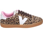 VICTORIA | Zapatillas Bajas Victoria para Mujer – Deportivas con Estampado de Leopardo y Detalles Rosas – Animal Print – Sneakers con Cordones – Planos – Tendencia – Cómodas – Modelo 1126205