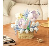 Yigao 3080-87 Flower Basket, Building Blocks, Flower Desktop Decoration Model, Girls and Children Assemble Building Blocks, Toy