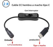DC5.5 x 2.1 mm Female jack to Type-C USB 3.1 Male Plug DC Power Connector Adapter DC to Type c Male With Switch