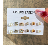15 Pcs Gold Color Geometric Pearl Earrings Set Boho Vintage Pink Butterfly  Leopard Print Hoop Earrings Jewelry Gifts 2024 New