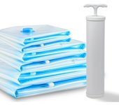 Vacuum Storage Bags (Transparent) | Pack of 6 | Reusable Storage Bags includes Hand Pump