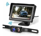 SSITO Kit de Sistema de Cámara de Respaldo Inalámbrico para Coche, Camión, Furgoneta, Truconeta y RV - Monitor de 5 Pulgadas