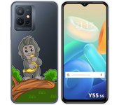 Funda Silicona Transparente para Vivo Y55 5G diseño Mono Dibujos
