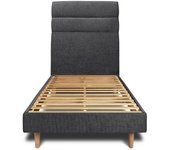 Cama de 90x190 cm con cabecero de línea - Tejido Lienzo mate