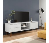 vidaXL Mueble de TV MOLDE madera maciza de pino blanca 158x40x49 cm