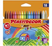 Lápices de cera BIC Kids Plastidecor, estuche 18 colores surtidos para niños desde 30 meses