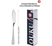 Mr.Spoon Serie Bola,Pala de pescado y Tenedor pescado,12, 24, 48 o 120 piezas,Acero inoxidable 18/0,Económico y funcional,Pala pescado largo 210mm,Tenedor pescado 195mm,Mango monobloque,Apto para lavavajillas,Empaque ecológico,Para casa,hotel,restaurante