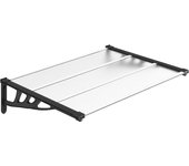 vidaXL Marquesina puerta policarbonato negro y transparente 122x90 cm