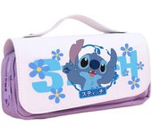 New Stitch Pencil Bag Student Printed Canvas Handheld Stationery Box Stitch Boys And Girls Pencil Bag Double Layer Pencil Case