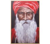 Adda Home Cuadro Hombre Pintado a Mano Marco 80x4x120 Cm - Decoración de Pared