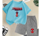 Cool Spider Man Fun Print Summer Cotton T-shirt+Shorts Boys and Girls 2-12 Year Old Round Neck Casual Children's Baby Casual Set