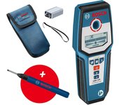 Bosch Professional Detector de pared GMS 120 (marcador de agujeros, detección máx. en madera/metal magnético/metal no magnético/cables con tensión: 38/120/80/50 mm)