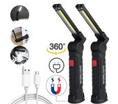 COB Work Light Rechargeable LED Handheld Lamp COB Workshop Lamp Flashlight Torch LED Handheld Work Light with Magnetic Base Inspection Lamp for Hiking, Camping