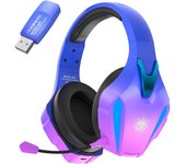 Auriculares Gaming Inalámbricos para PS4/PS5/Switch/PC/Teléfono Móvil/Portátil/Tableta, Dongle USB y Tipo-C de 2,4GHz, Micrófono con Cancelación de Ruido Desmontable, Estéreo 7.1, Luz LED
