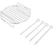 Bandeja para parrilla de barbacoa de acero inoxidable con 4 brochetas para freidora de aire