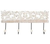 DAMDAM GO Perchero Pared 4 Colgador Madera Tallada, Percheros Pared de Diseño Para Recibidores, Entradas, Dormitorios, Habitaciones Infantiles y Baños 40x18 cm