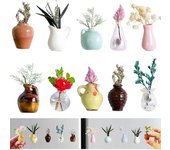 10 mini jarrones magnéticos para nevera - Jarrones magnéticos de cerámica para nevera, bonita maceta de 3 cm - Decoración ligera de resina para cocina y oficina (C-10 uds)