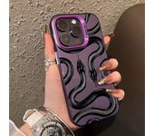 Luxury Black Snake Anti-drop Armour Phone Case For iPhone 15 14 13 12 11 Pro Max XS X XR 7 8 Plus 15 Lens Protect Plating Cover