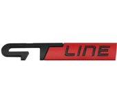 AUTOZOCO Emblema Adhesivo GT Line, Emblema GT Line, Insignia GT Line, Insignia Adhesiva GT Line, Apto para Maletero, Compatible con Renault, Material Aleación de Zinc, 125 mm x 20 mm, Negro y Rojoo