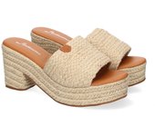 PuntoSalao Zuecos de tacón y plataforma en yute para mujer color beige F230-15