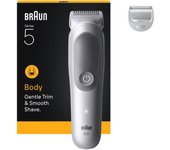 Braun BodyGroomer Series 5 BG5500, Afeitadora corporal, +1 accesorios de rasurado, Afeita Y Recorta, Wet&Dry, Color Gris.
