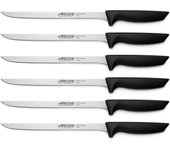ARCOS Niza - Cuchillo Jamonero Flexible (230 mm) - Hoja de Acero Inoxidable Nitrum® - Mango Negro de Polipropileno (PP) - 135600 - PACK 6