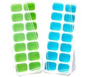 Bandejas para cubitos de hielo, 2 piezas de moldes para cubitos de hielo con tapa extraíble antiderrames, silicona de fácil liberación y bandejas flexibles para 28 cubitos de hielo