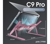 Soporte ajustable para computadora portátil con ventilador friador, soporte para computadora con agujeros más fríos, plegable, Plata