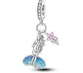 Ocean Series 925 Silver Luminous Shell Pearl Fishtail Tortoise Charms Beads Fit Pandora 925 Original Bracelets Fine DIY Jewelry