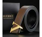 LUCKACE Design Belt For Men Fashion Women Luxury Letter Smooth Buckle Belts Alloy V Buckle Belts Leather Belts Gifts Waist