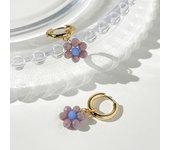 GHIDBK Boho Candy Color Acrylic Daisy Hoop Earring For Women Multicolor Cute Flower Charm Huggie Earrings Summer Jewelry Gift