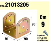 SANCO STORE - WOLFPACK LINEA PROFESIONAL Soporte Para Madera Tipo "U"  Bicromatado 90 mm.