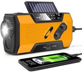 Radio portátil Power Bank Radio Meteorológica de emergencia with NOAA/AM/FM USB/solar/manivela de carga Alarma SOS y linterna, Radio Meteorológica de emergencia